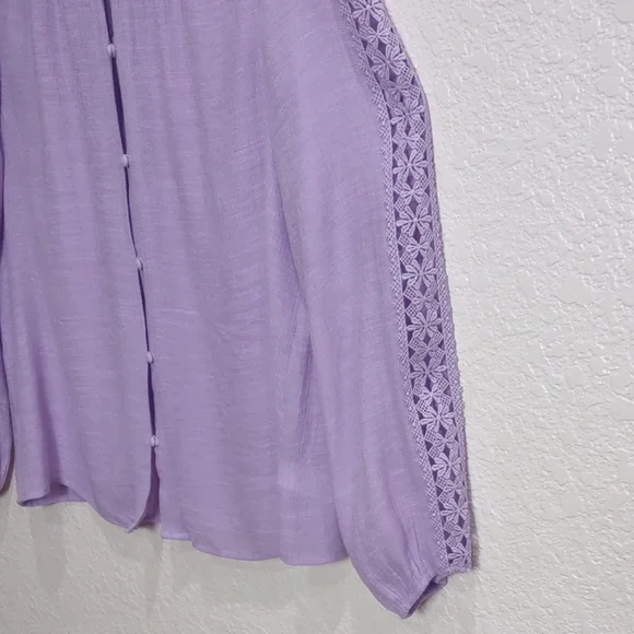COUNTERPARTS Purple Button-Up Women's Top - Picture 7 of 15